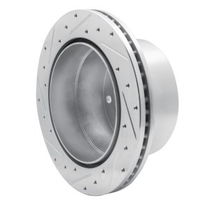 Chevrolet Silverado 3500 HD Brake Rotor (1) - Rear Right - R1 Concepts - Drilled & Slotted - Silver - `01-`10